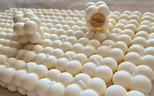 1 Stück Bubble Kerze weiss, aus natürlichem Rapswachs