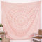 Wandteppich für Schlafzimmer, Hippie-Mandala, rosa Wandbehang für Schlafzimmer, 127X152 cm, Elefant, indische Baumwoll-Wandteppiche,Strandüberwurf, böhmische Decke für Zuhause, Wohnzimmer, Dekoration