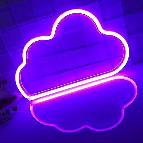 Cloud Light neon sign - USB ou LED à piles pour la chambre à coucher pour décoration murale anniversaire fête de mariage Halloween décoration de chambre de Noël (violet)