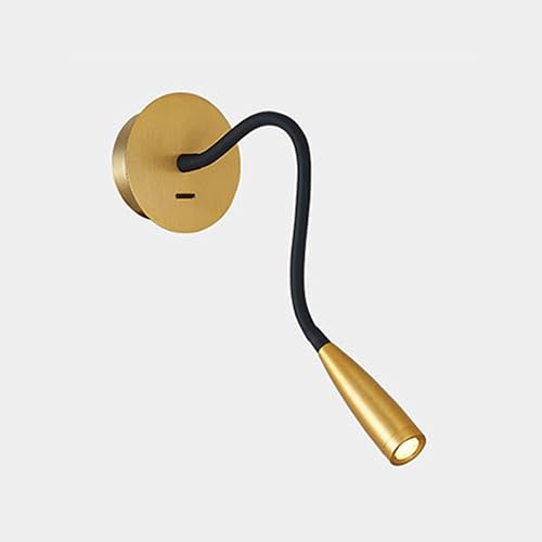 MODEBHD Dimmbare Lesewandlampen, Wandmontage-Leselampen für das Kopfteil des Bettes, Goldener Wheed-Schmuck, schwarzer Schwanenhals-Weichschlauch, 3000 K/4000 K Farbtemperatur 3 W