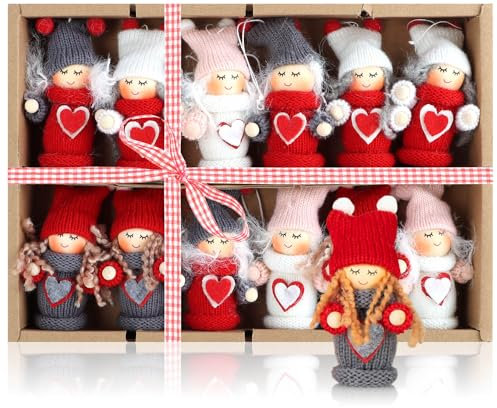 com-four® 12x Premium Weihnachtsbaum-Anhänger Engel - Christbaumschmuck - Feen-Figuren als Geschenkanhänger und Weihnachtsschmuck - schwedisch-skandinavische Deko-Trolle