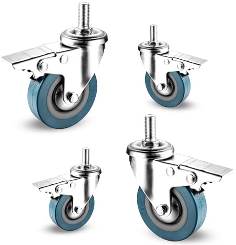 WORDFUN 4X Schwerlastrollen Lenkrollen Für Möbel, 360° Drehung Transportrollen Mit Bremse, Geräuschlose, Schwenkrollen, Bremsrollen, Für Möbel Tischwagen Wiegen Rollen Küchenschrank