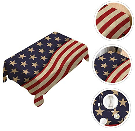IMIKEYA Baumwoll Leinen Tischdecke Amerikanische Flagge Druck Party Dekoration 100x140cm Atmungsaktive Tischdecke