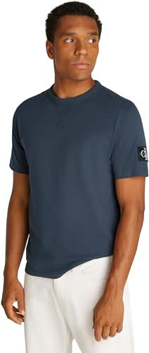 Calvin Klein Herren T-Shirt Kurzarm Regular Tee mit Logo-Badge, Blau (Ink), 3XL