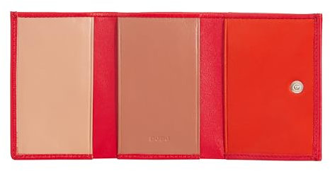 DUDU Herren-Portemonnaie aus Leder, Damen-Portemonnaie, kompaktes Design mit Münzfach, Banknoten- und Kartenfach Flammenrot