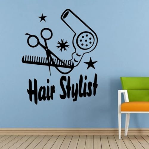 SHELOG Wandaufkleber für Friseurladen, Friseursalon, Friseurschere, Bürste, Haartrockner, Salon, Spa, Friseurladen, Fenster, Wandaufkleber