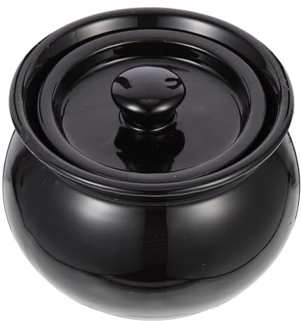 Amosfun Home Kitchen Ceramic Soup Cooking Bowl Stewing Pot Lid Clay Cooking Pots Soup Ladle Non-stick Interior