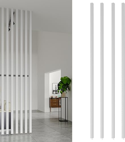 Raumteiler Sichtschutz Trennwand Stellwand Hohe Trennwand Von Der Decke Bis Zum Boden, Massivholz Raumtrenner Post, Heimdekoration Raumtrenner Säule Für Schlafzimmer Wohnbereich Flure, Weiß(Color:4pcs