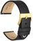 WOCCI 22mm Antikes Uhrenarmband für Herren, Sattelleder, Goldener Schnalle (Schwarz)