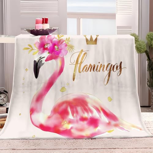 Kuscheldecke 100x130 cm Rosa Flamingo Sherpa Decke für Couch, Sofa, Bett, Reisen, Weiche Flauschige Mikrofaser Fleecedecke, Flanell Wohndecken für Kinder Baby