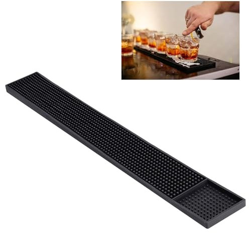 Tapis Égouttoir Étroits Caoutchouc,60 × 8 cm Tapis de Bar Antidérapant,Tapis Bar Caoutchouc,Tapis Égouttoir Étroit Robinet,Tapis Egouttoir Vaisselle Noir pour Bars, Restaurants, Cafés, Cuisines