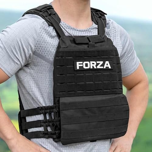 FORZA Tactical Weighted Vest | Adjustable Vest with Weight Capacity Up to 22kg - Ideal for Endurance Training & Conditioning (Black, 1.5kg)