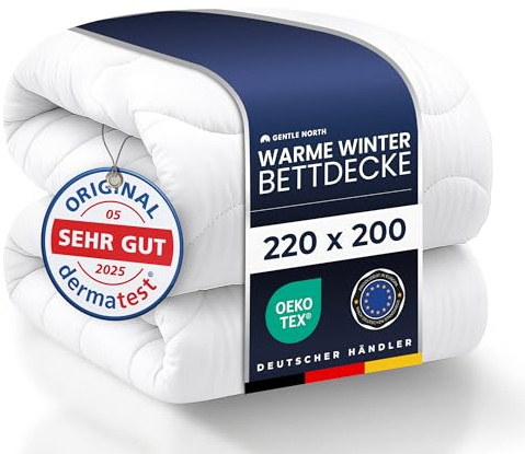 Warme Winterdecke 220x200 als Schlafdecke - Bettdecke für Allergiker geeignet - Weiche Steppdecke - Besonders Flauschig & waschbar bei 60°