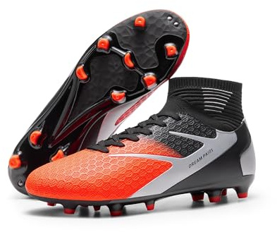 DREAM PAIRS Fotbollsskor Herr Professionella Träningsskor Professionella Fotbollsskor Dobbar Spikes Dobbar, Apelsin, 42 EU