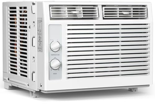 KISSAIR 5,000 BTU Window Air Conditioner Cools Up to 150 Sq. Ft, Utral Quiet Air Conditioner Window Unit with Mechanical Controls, 2 Fan Speeds, Small Window AC Unit, Ideal for Bedroom