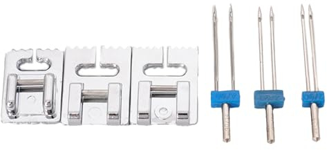 3-teiliges Doppelnadel-Set mit Biesen-Nähfuß für Haushaltsnähmaschine 2/90 3/90 4/90 Nähmaschine Zwillingsnadel