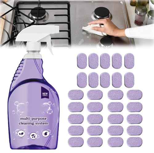 2025 Nouveau Clean Spray Nettoyant Four, Nettoyant, Multi-usages pour éliminer rapidement les taches, Sprays Nettoyants avec Tablettes de Nettoyage Concentrées