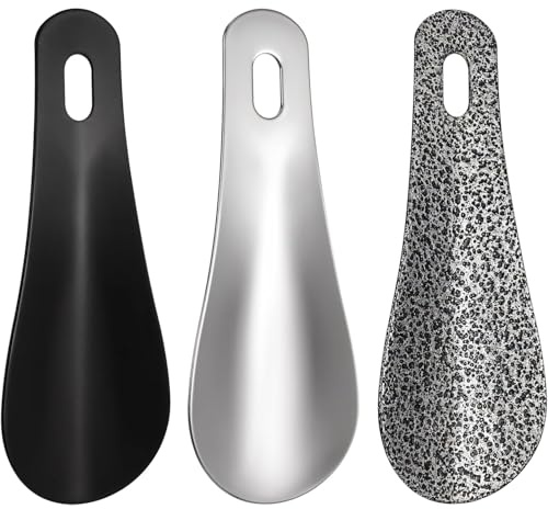 Ousuwo Lot de 3 mini chausse-pieds – 10 cm – Chausse-pied court en acier inoxydable – Chausse-pied de voyage compact pour hommes, femmes, personnes âgées – Outil facile pour chaussures serrées