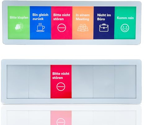 Kontorsdörrskylt självhäftande, dörrskyltar 6 alternativ med glidfunktion, knacka inte, slå på direkt, fyll inte, på ett möte, inte på kontoret, kom ren för kontor och mötesrum