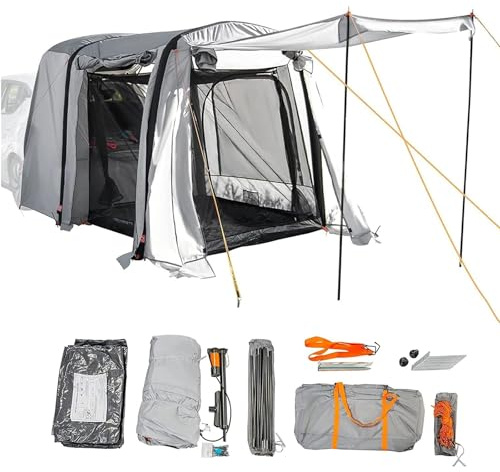 Aufblasbares Auto Vorzelt, faltbares Heckklappen-Campingzelt für 3–4 Personen, 210D Oxford Gewebe, Wasserdicht PU2000 mm, für SUV/LKW/Van