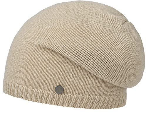LIERYS Merino Kaschmir Long Beanie Damen/Herren - One Size (54-59 cm) - Mütze mit Merinowolle und Kaschmir - Strickmütze Made in Germany - Wollmütze Herbst/Winter beige One Size