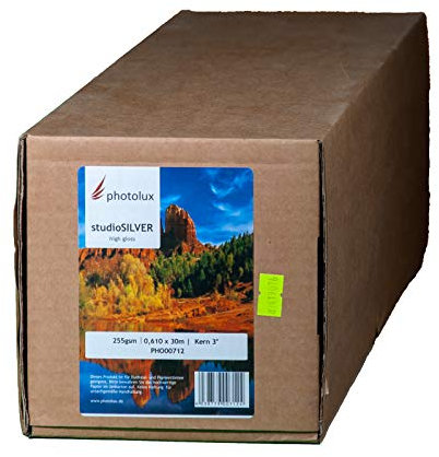 Photolux studioSILVER 255 g/m² Rolle 0,610 x 30 m Premium Hochglanz (High Glossy) Fotopapier