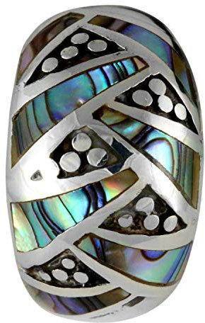 ISLAND PIERCINGS Edler 925er Silber Ring Damen Silberring Abalone Perlmutt Design Handarbeit SR142-18