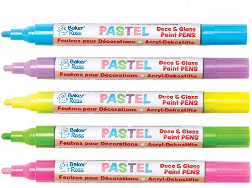 Baker Ross Pastel Deco & Glass Paint Pens - Pack of 5, Easter Crafts, Craft For Kids (AT480)