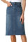 Allegra K Damen Hohe Taille Denim Rock Taschen Knielang Jeansrock Midirock Blau M