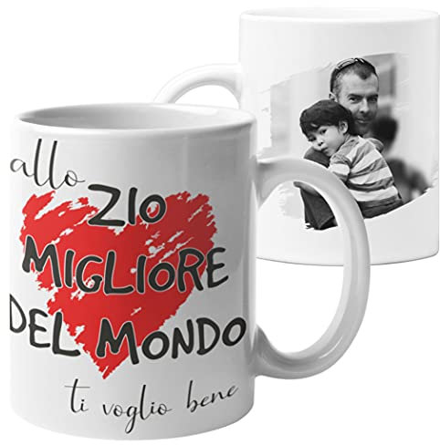 fashwork Tazza Personalizzata con Foto Zio Allo zio migliore del mondo Ti voglio bene Regalo con foto personalizzato