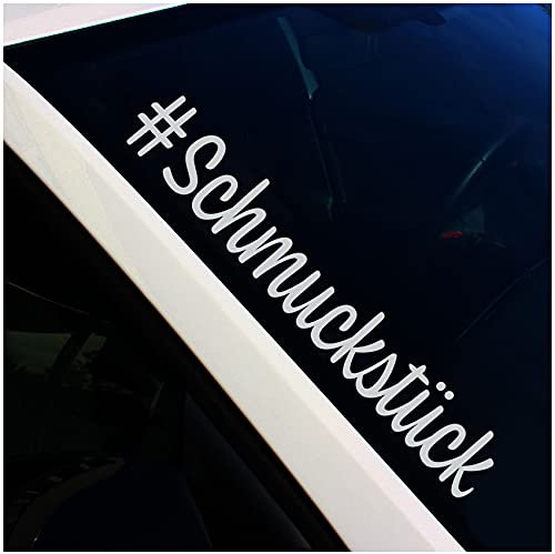 Finest Folia Frontscheibenaufkleber Schriftzug #Schmuckstück Aufkleber für Windschutzscheibe Heckscheibe Auto Fahrzeug Dekor Sticker Frontscheibe FS112 (Mittelgrau, Außenklebend)