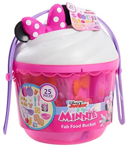 Just Play 89941 Disney Junior Minnie Mouse - Juego de 25 Cubos para cenas (Alimentos, Platos, Tenedores, Cuencos, Utensilios de Cocina, etc. 25 cm, a Partir de 3 años), Multicolor