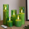 Eywamage 5 Pack Green Glass Slim LED Candles with Remote D 2 H 3 4 5 6, Flickering Realistic Battery Electric Decorative Candles Set