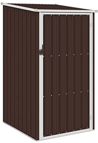 Tidyard Casetta Lamiera, Capanno Attrezzi, da Giardino, per Esterno con Porta in Acciaio Zintato,Marrone,87x98x159 cm