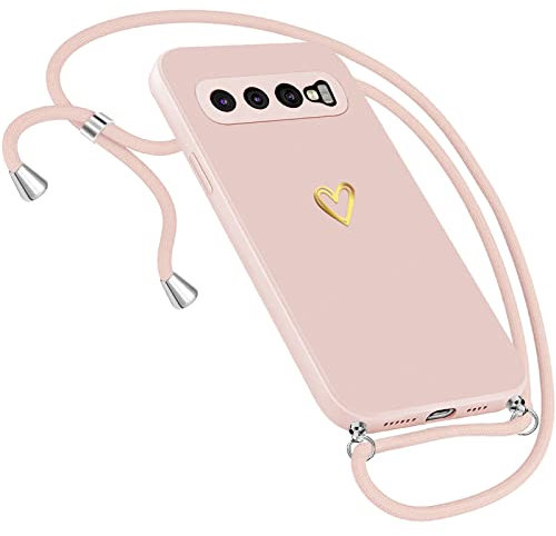 Neivi Handykette Hülle für Samsung Galaxy S10 Hülle Necklace, Herz Motiv Muster Handyhülle für Samsung Galaxy S10 Hülle mit Band Kordel zum Umhängeband Ultradünn Hülle für Samsung S10 (Rosa)