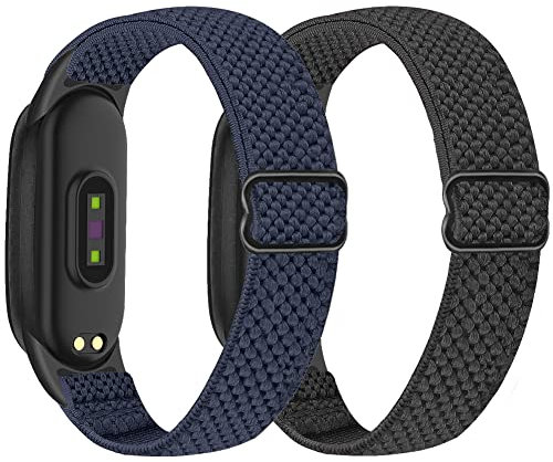SHIJZWD Adjustable Elastic Watch Straps Compatible with Xiaomi Mi Band 7/Mi Band 6/Mi Band 5 Strap, Stretchy Nylon Sports Band Replacement Wristband for Xiaomi Mi Band 7/6/5 Men Women, 2 Pack