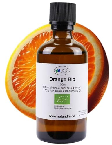 Sala Orangenöl ätherisches Öl süß kaltgepresst naturrein BIO - zum Verzehr - 100% naturrein (100 ml Glasflasche)