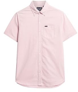 Superdry Vintage Oxford S/S Shirt Chemise, City Pink, S Homme