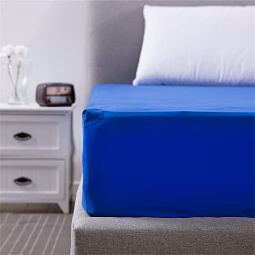 Hiseng Jersey Spannbettlaken, Microfaser Einfarbig Spannbetttuch Leintuch bis 25cm Matratzenhöhe, Weiches Elastisches Matratzenschoner für Boxspringbett & Wasserbett (200x200x25cm,Blau)