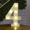 anso Alphabet LED Letters Light Up Numbers White Plastic Letters Standing Decor A to Z 0~9 (Number 4)