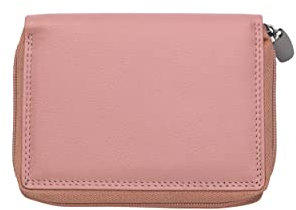 Josephine Osthoff Geldbörse Damen Leder Gross Portemonnaie mit Reißverschluss KleinGeldbörse Herren Kreditkartenetui RFID-Schutz Geldbeutel mit Münzfach (926), Farbe:Wildrose