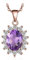 JewelryPalace Oval 1.8ct Prinzessin Diana William Kate Middleton Echt Amethyst Ketten Anhänger 45CM, Lila Stein Schmuck Set, Kette 925 Silber Mädchen Edelstein, Halskette Damen Collier Frauen Rosegold