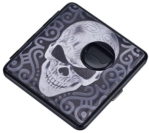 Etui à cigarettes tête de mort pirate avec ouvre-bouteille - 20 cigarettes - Etui à cigarettes de luxe - Haute qualité - Ouvre-boîte - Pour Homme Et Femme