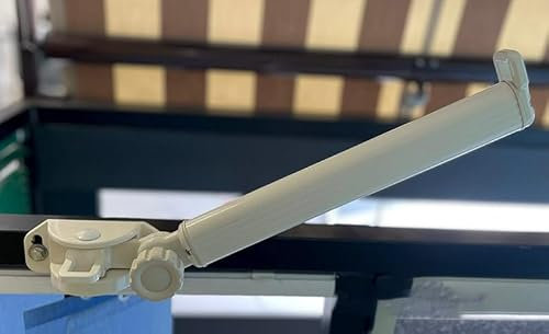 Generico Coppia di braccetti 50 cm in Alluminio per Tende da Sole a Caduta Regolabili a 180° e richiudibili, terminale con occhiolo (Modello Roma) (Nero RAL 9005)