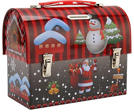 Weihnachts Aufbewahrungsbox, Weihnachtshandtasche, 16 X 14 X 11 cm Kleine Weißblech Keksdose, Süßigkeitenbox Süßigkeiten Koffer mit Eisenschnallengriff für Kekse, Süßigkeiten, Kleinen Gegenständen