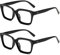 Hubeye 2 Pairs Retro Oversized Large Frame Reading Glasses for Women Men Black Square Fashion Oprah Style Blue Light Blocking Computer Reader +2.25