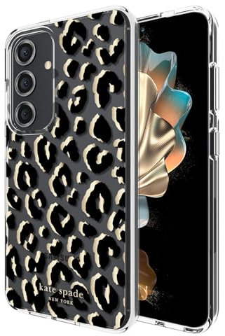 Kate Spade New York Samsung Galaxy S24 Case, Compatible with Wireless Charging - City Leopard Black
