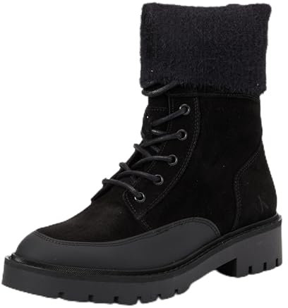 Calvin Klein Donna Stivali Mezza Gamba Combat Lace Up in Pelle Scamosciata, Nero (Triple Black), 38