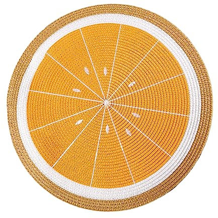 Ciieeo 1 Pc Sets de Table pour Table Osier Rond Citron Sets de Table Ronds napperon de Table d' Thermique Tampon à Vaisselle Style Tapis de Bol Set de Table