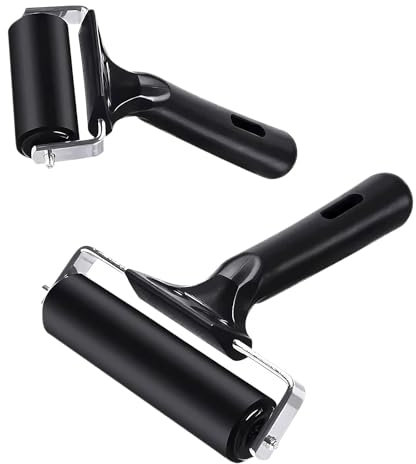 RYAN 2 Pièces Rouleau Caoutchouc Rouleaux Linogravure Plaque Rouleau Encreur Caoutchouc Gelli Plate Roller Outil de Lino Gravure pour Impression Gravure Artisanat Peint Art (6 CM,10 CM)